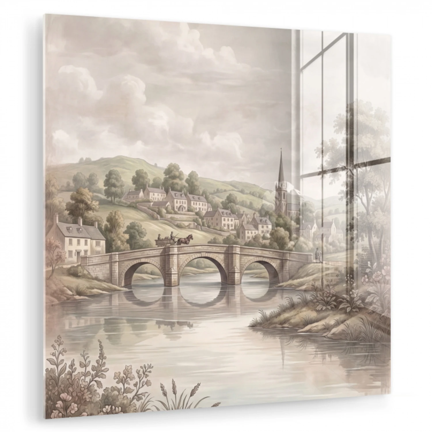 Dorp - Brug - Uitzicht - Groen plexiglas 5mm klein -zzzproduct_nieuw