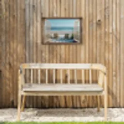 Doorkijk - Strandstoelen - Duinen - Zee - Natuur Tuinposter op houten frame 2 cm dik klein -sfeer4