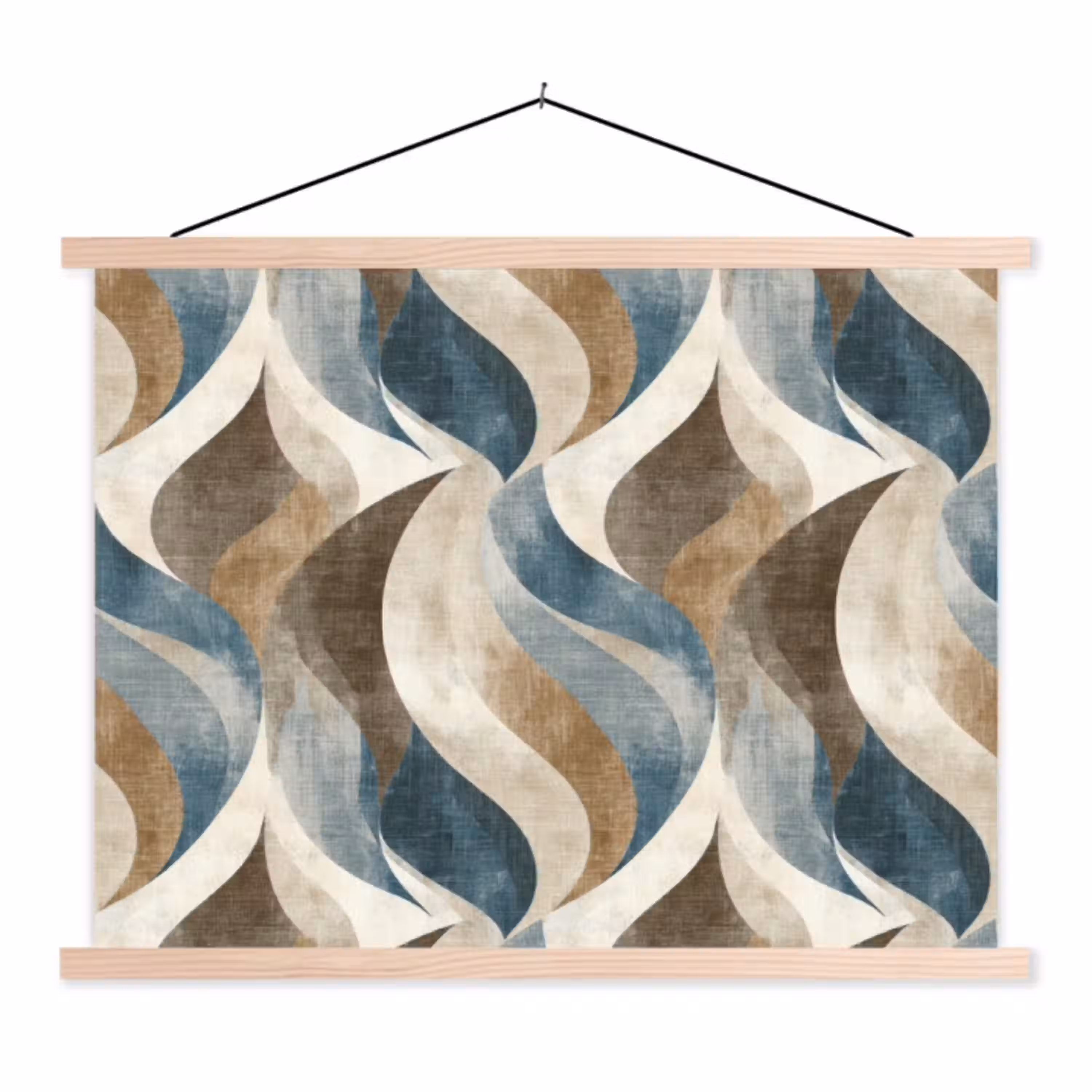 Abstract - Golven - Kleurrijk textielposter latten blank klein 122 -3d