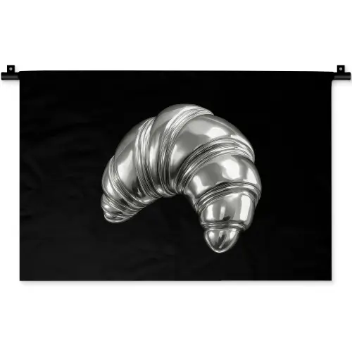 Croissant - Metaal - Zilver Wandkleed katoen klein -zz3d
