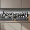 Skyline - Stad - Wolkenkrabbers - Zwart - Wit keuken achterwand 2 middel zz_3dshopping
