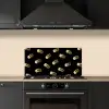 Macarons - Patroon - Goud - Zwart keuken achterwand spatscherm klein -sfeer1