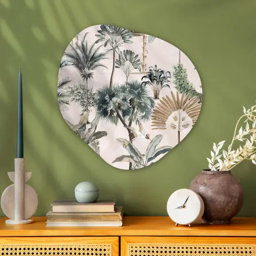 Inductie afdekplaat - Vintage - Jungle - Dieren - Natuur - Inductie beschermer Wandcirkel Organisch Aluminium middel -sfeer2