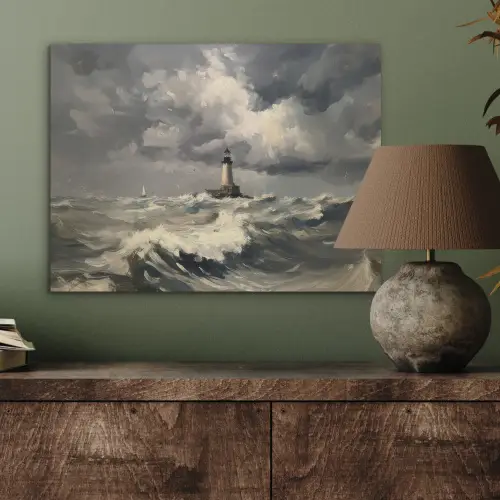 Vuurtoren - Golven - Storm PET vilt klein -sfeer2