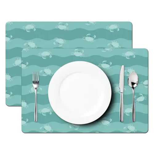 Zee - Dieren - Blauwe krab - Blauw Placemat vinyl groot 368 -zzsfeer2_Kitchenyeah-website
