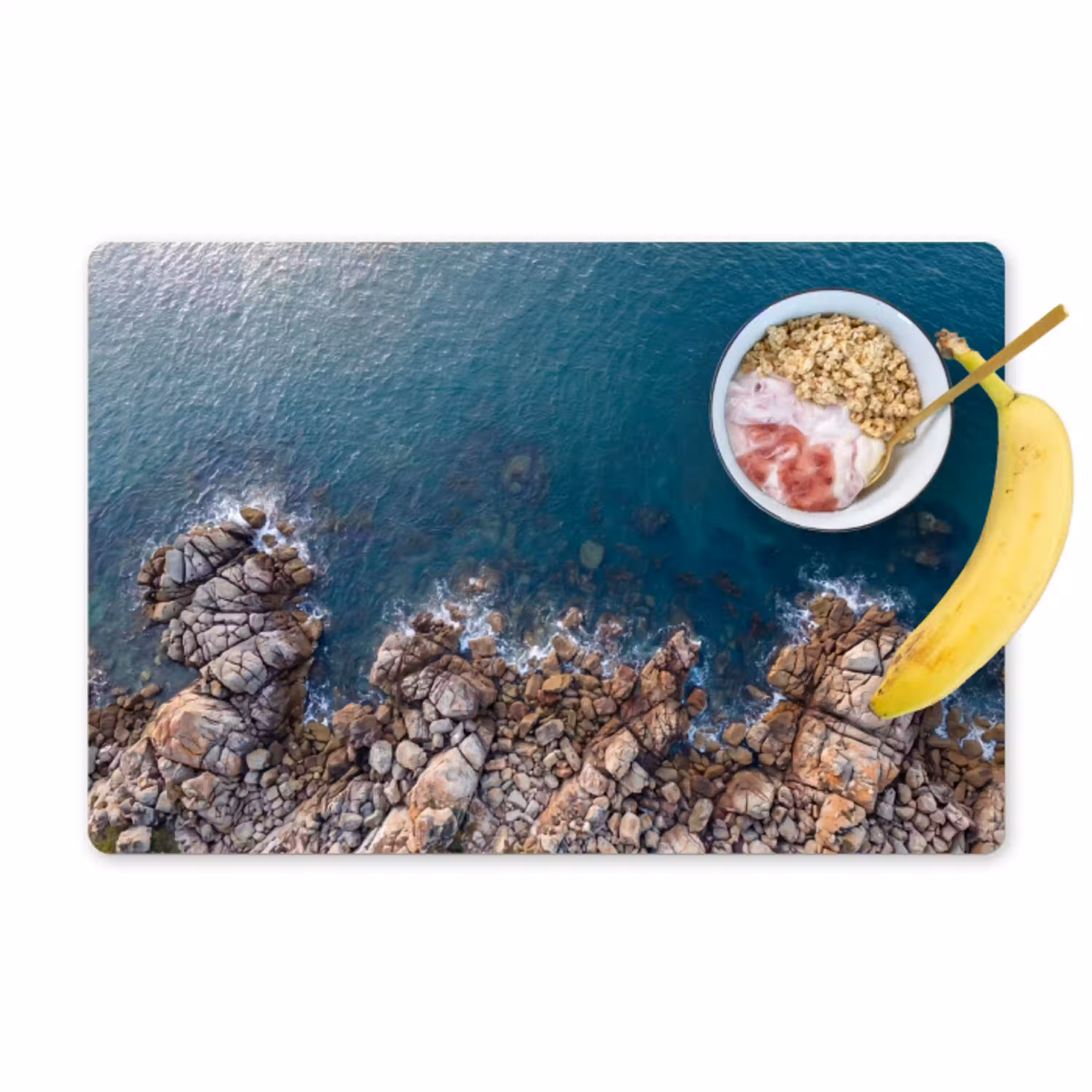 Zee - Kustlijn - Natuur - Abstract - Blauw Placemat vinyl groot -zzzproduct_Kitchenyeah-website