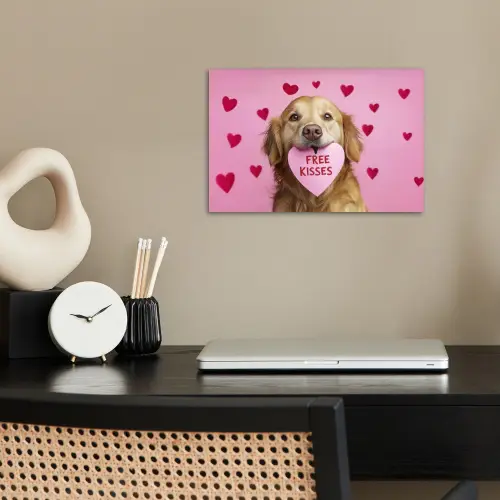 Hond - Kiss- Valentijn - Hartjes poster papier klein -sfeer1