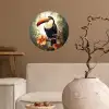 Toekan - Vogel - Bloemen - Planten Wandcirkel behangsticker klein -sfeer1