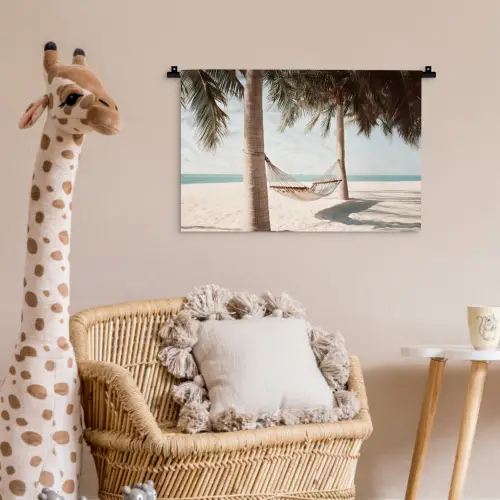 Hangmat - Palmbomen - Strand - Zee Wandkleed katoen klein -wsfeer5_kind