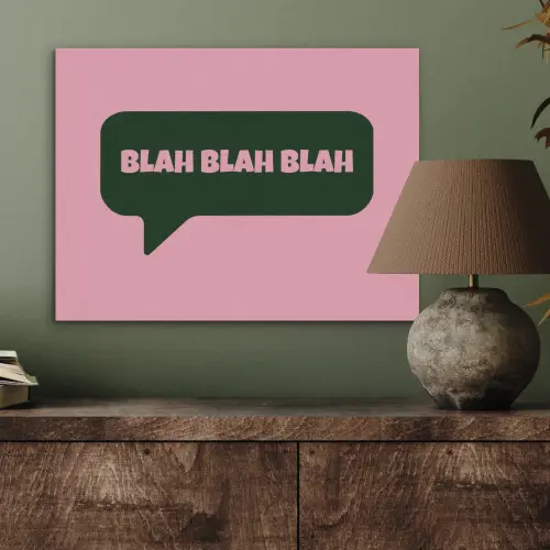Roze - Tekstwolk - Groen - BLAH BLAH BLAH PET vilt klein -sfeer2