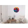 Dolfijn - Kleurrijk - Oceaan - Koraal Wandcirkel aluminium klein -woonkamer