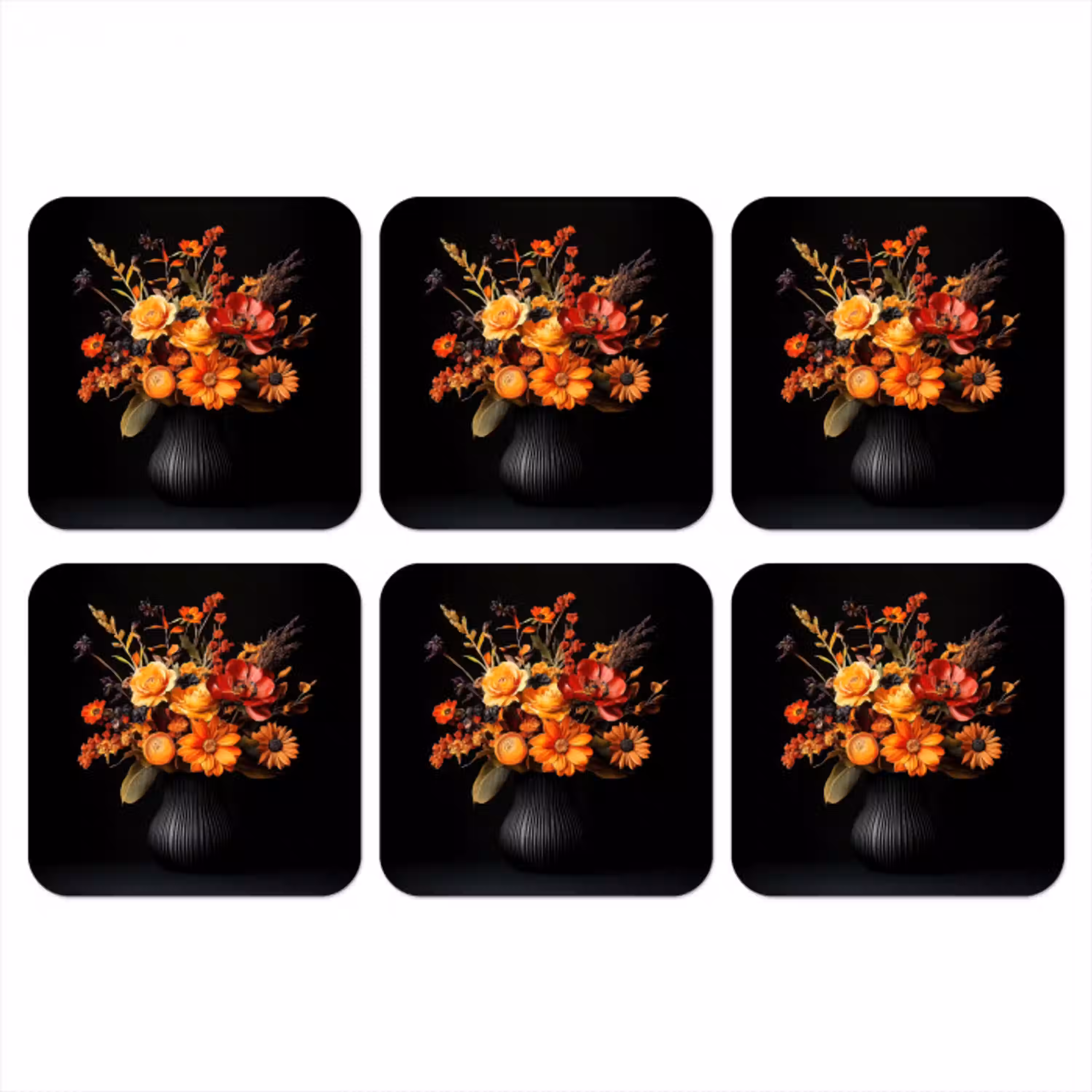 Herfst - Boeket - Oranje onderzetter kurk middel -3d
