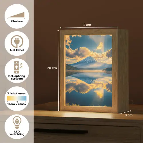 Berg - Rivier - Zonsondergang Light Box met kabel (Tafellamp) klein -USP_NL