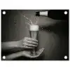 Champagnefles - Glas - Minimalistisch - Spetters tuinposter los doek klein -3d