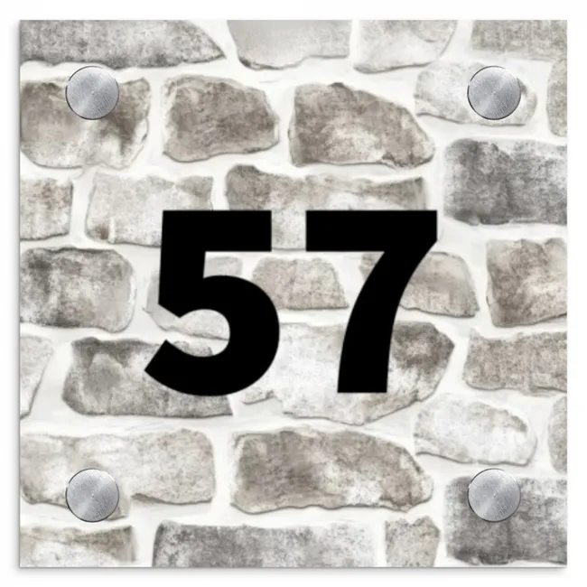 Vierkant - Natuurstenen - Traditioneel Naambord Vierkant klein -3d