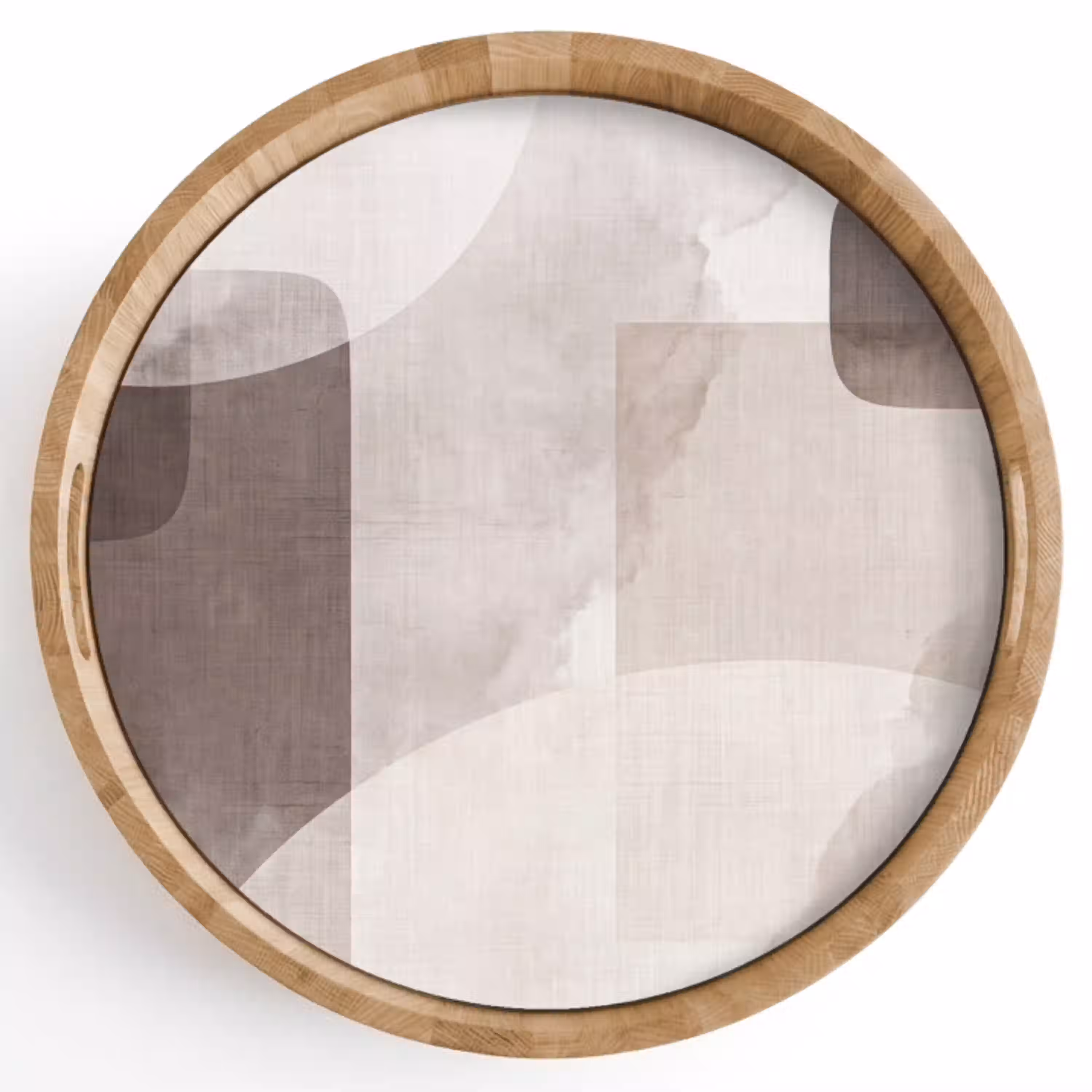 Abstracte vormen - Beige Dienblad Rond middel -z3d_shopping