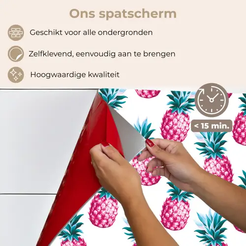 Ananas - Roze - Wit keuken achterwand spatscherm klein 900 -spatscherm_NL