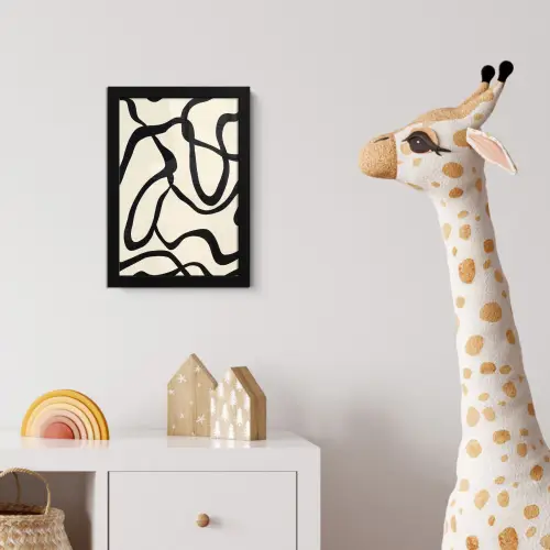 Abstract - Lijnen - Modern - Beige fotolijst zwart zonder passe partout klein -usfeer4_kinderkamer