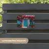 Deur - Hout - Bloemen - Blauw tuinposter los doek klein -sfeer3