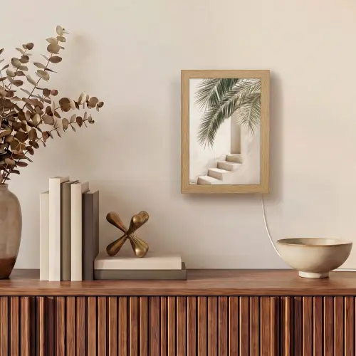 Palmboom - Schaduw - Trap - Beige Light Box met kabel (Tafellamp) klein -sfeer2