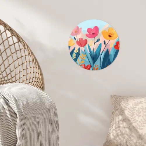 Illustratie - Bloemen - Kleurrijk Wandcirkel behangsticker klein -sfeer4