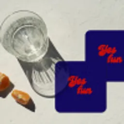 Blauw - Rood - Yes fun - 3D onderzetter kurk middel -sfeer4