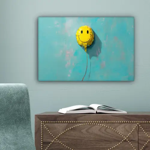 Ballon - Geel - Smiley canvas 2cm klein -sfeer4