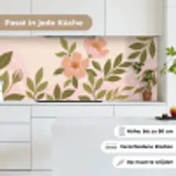 Grafisch - Bloemen - Roze keuken achterwand 2 middel -sfeer4_DE