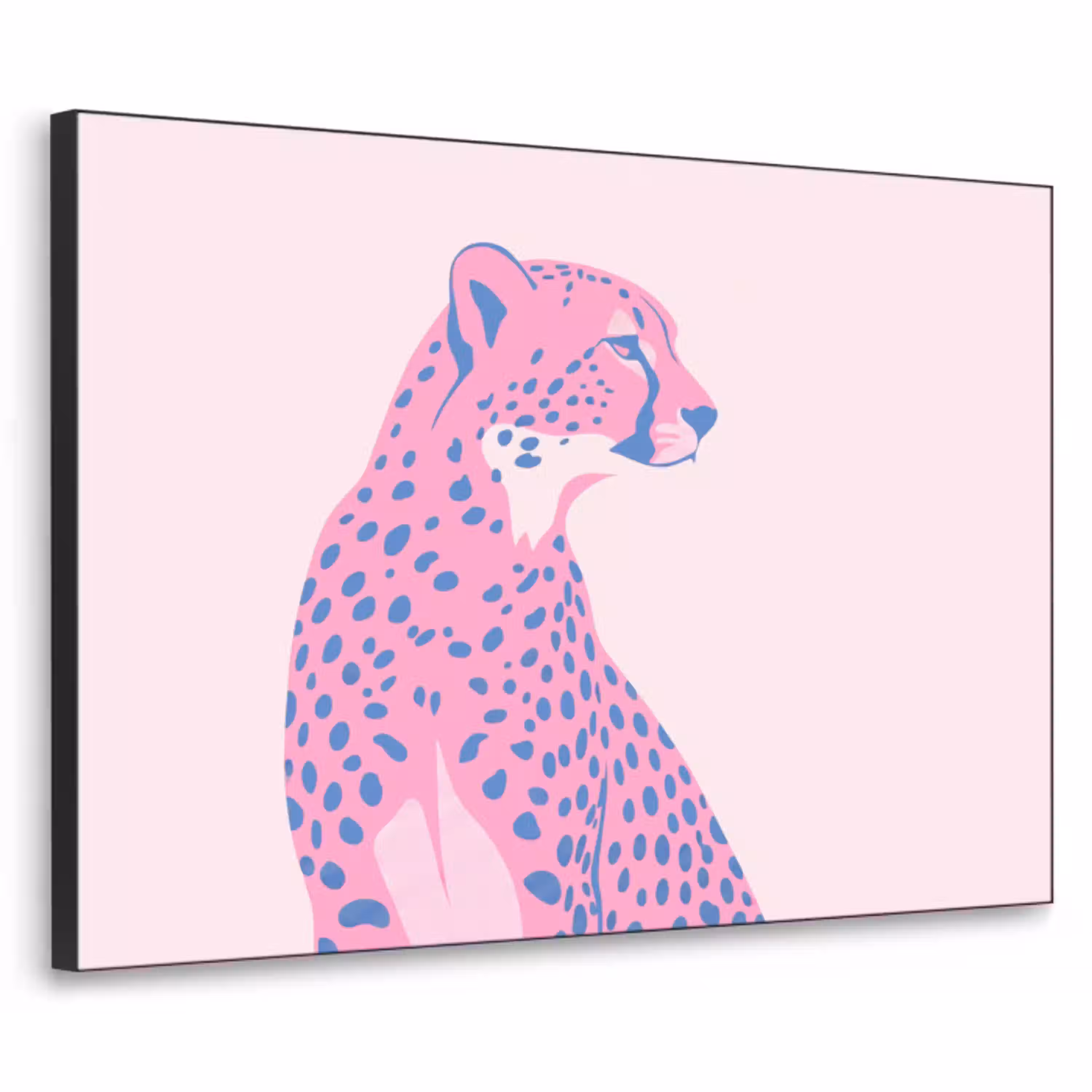 Dieren - Profiel - Abstract - Roze - Blauw Textielframe zwart klein -3d