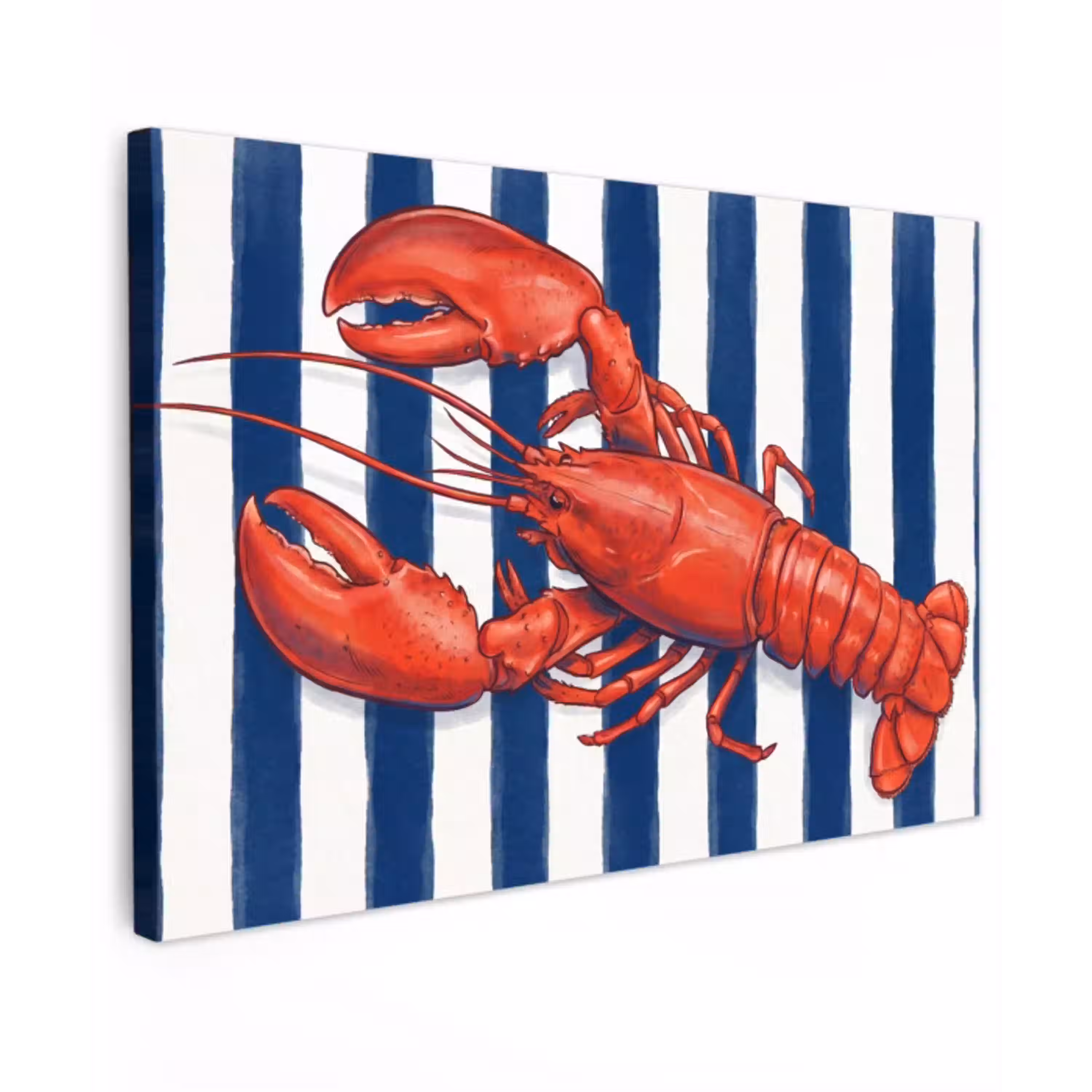 Schaaldier - Kreeft - Marine - Illustratie - Rood Tuinposter op houten frame 2 cm dik klein -3d