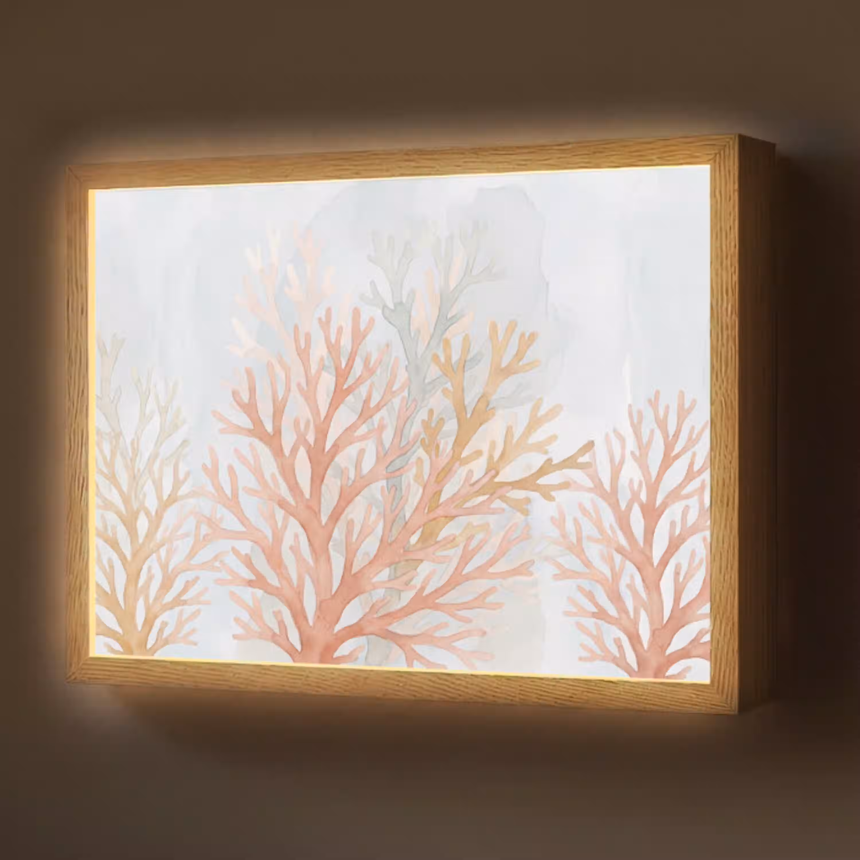 Natuur - Abstract - Aquarel - Organisch - Warm Light Box met batterij (Wandlamp) middel -z3d_website