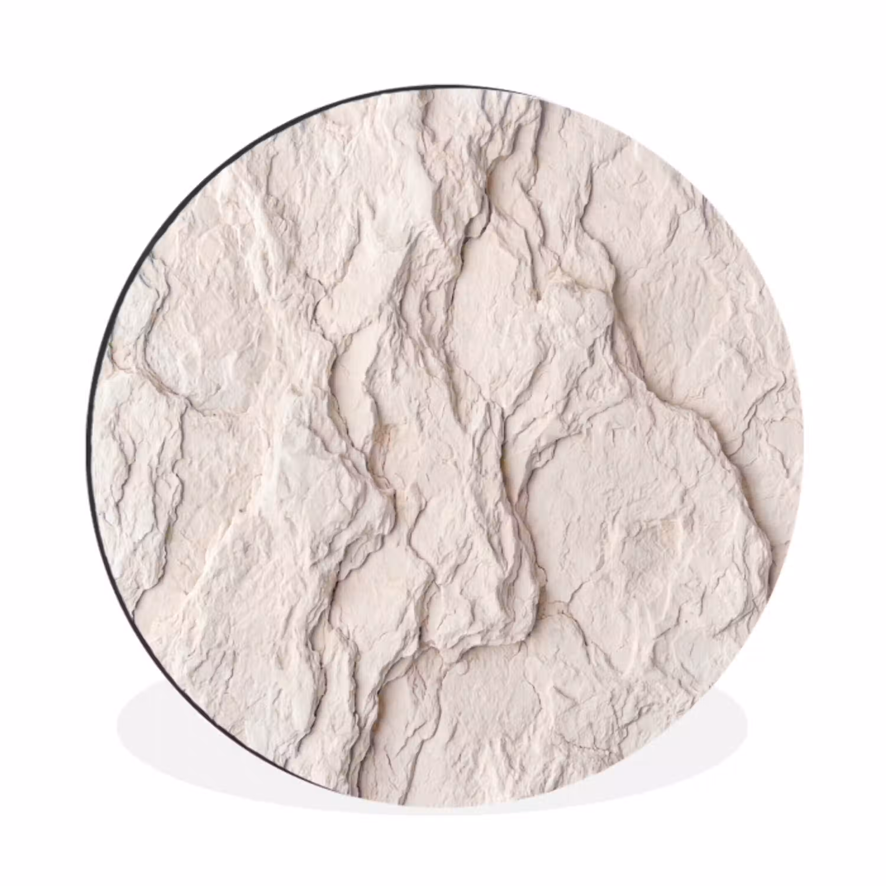 Rots - Structuur - Natuur - Beige - Abstract Wandcirkel aluminium klein -3d