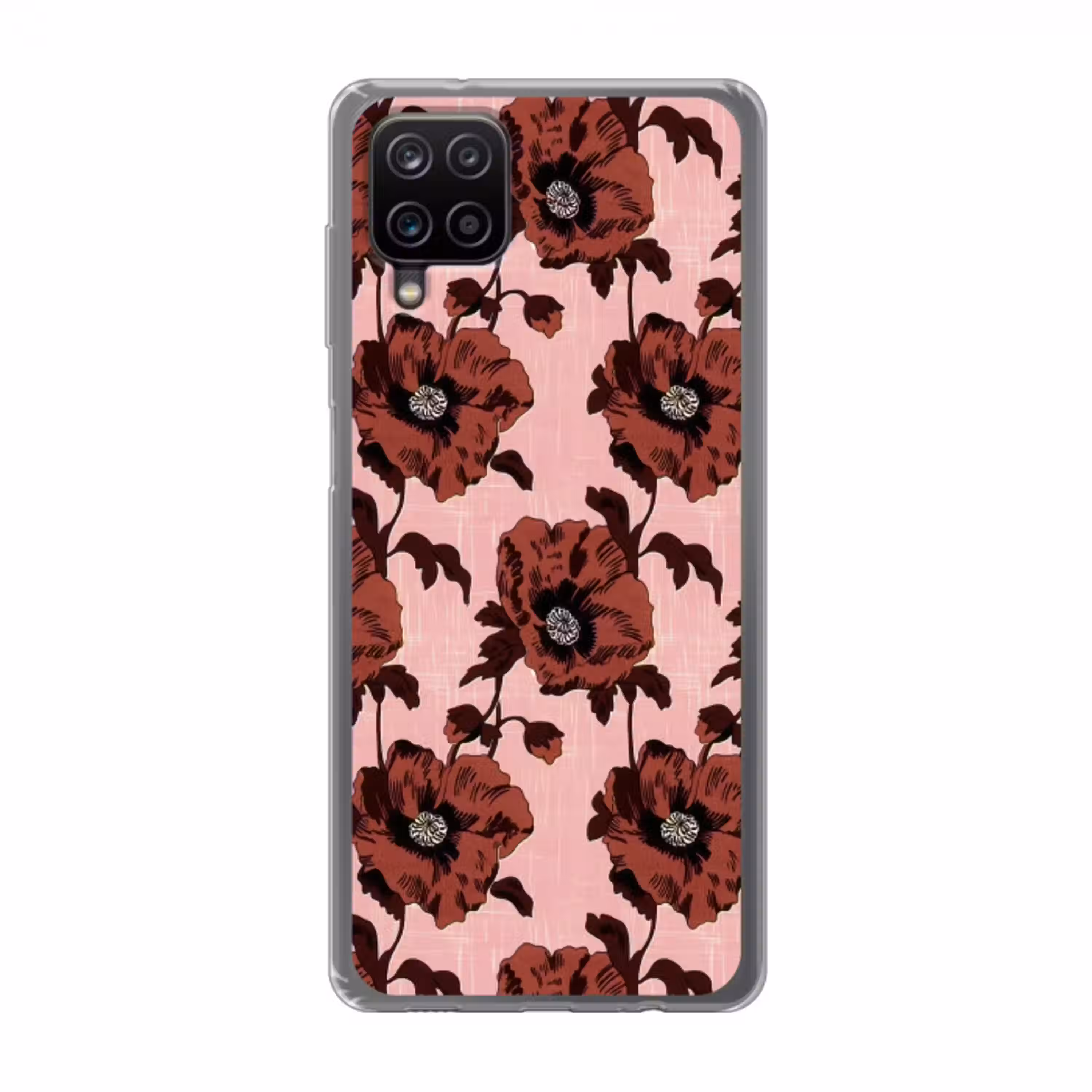 Bloemen - Retro - Rood Telefoonhoesje Samsung Galaxy A12 klein 372 -3d