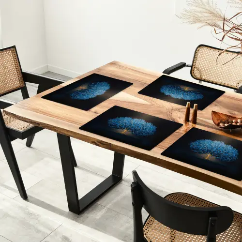 Boom - Blauw - Bladeren - Penseelstreken Placemat vinyl groot -zzsfeer4_Kitchenyeah-website