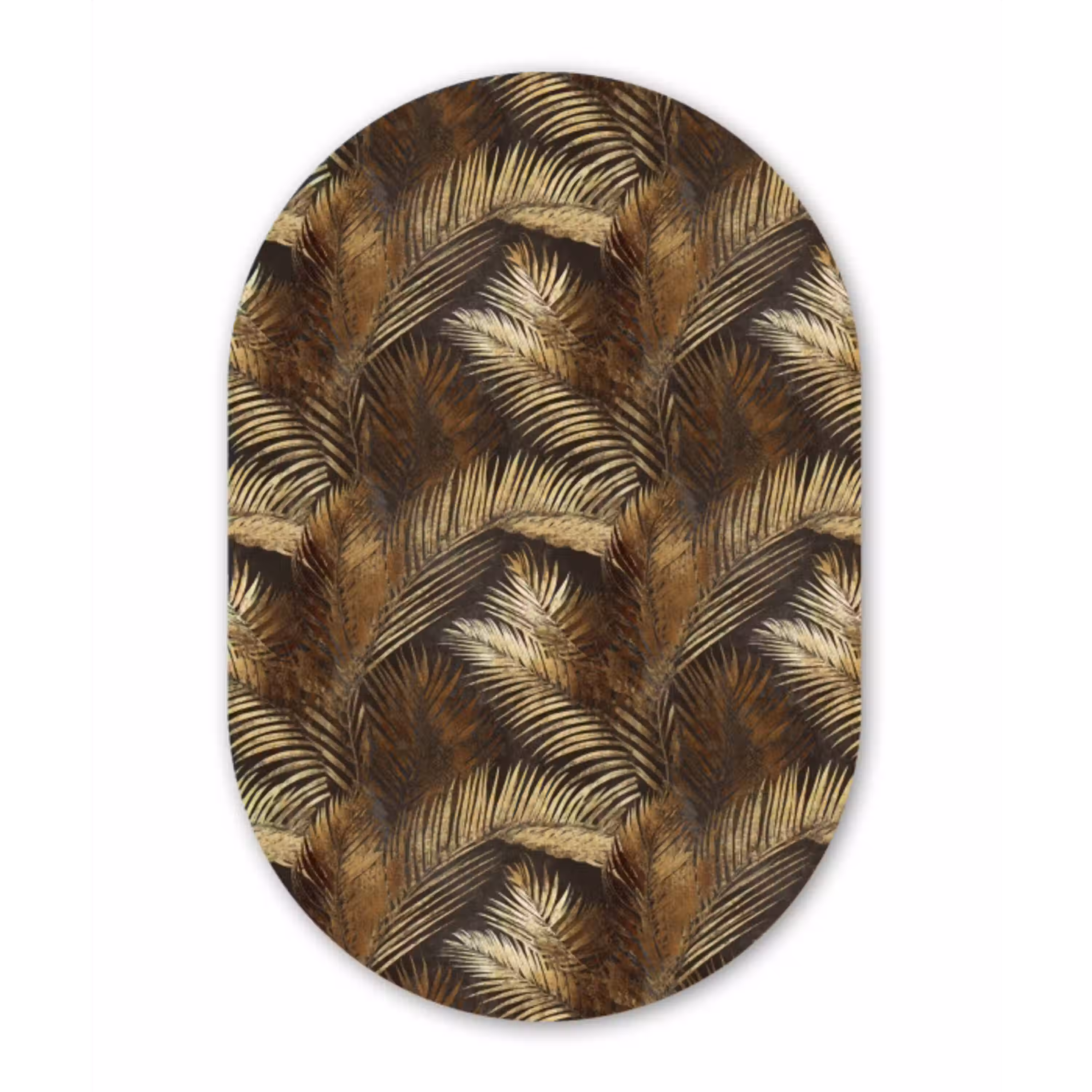 Tropisch - Bladeren - Goud Wandcirkel Ovaal Aluminium middel 839 -3d