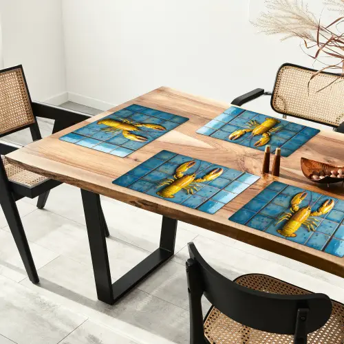 Kreeft - Geel - Blauw - Tegels Placemat vinyl groot -zzsfeer4_Kitchenyeah-website