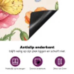 Vlinders - Klaprozen - Illustratie - Kleurrijk Inductie beschermer vinyl 3mm klein -zzzzzzz-cc-onderkant