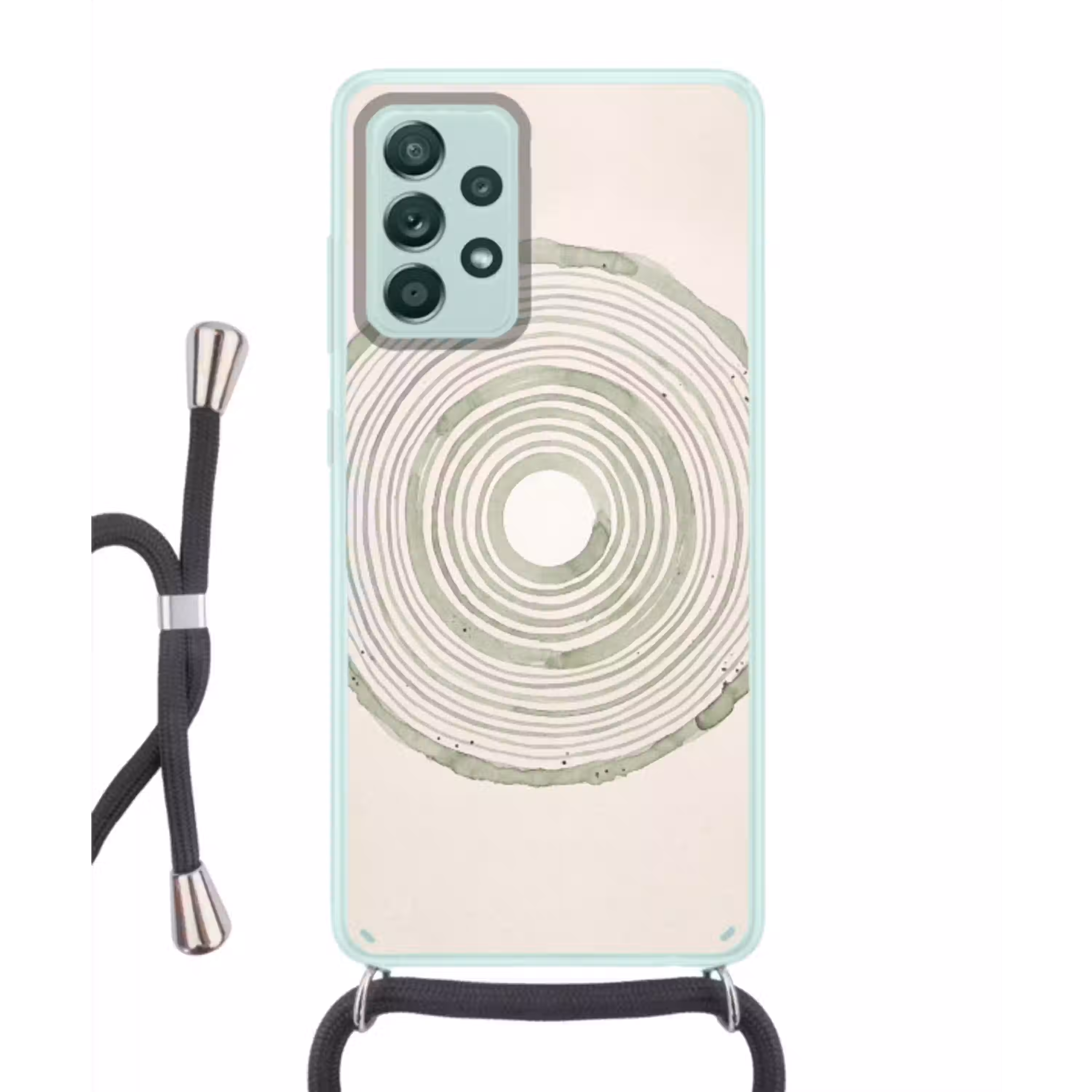 Abstractie - Cirkels - Waterverf - Groen - Modern Hoesje Samsung Galaxy A52 met koord klein -3d