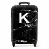 Marmer print - Zwart - Letter K NBS - Handbagage koffer - Kinderen Unisex middel -productfoto_recht