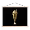 Milkshake - Goud - Drinken - Zwart textielposter latten blank klein -3d