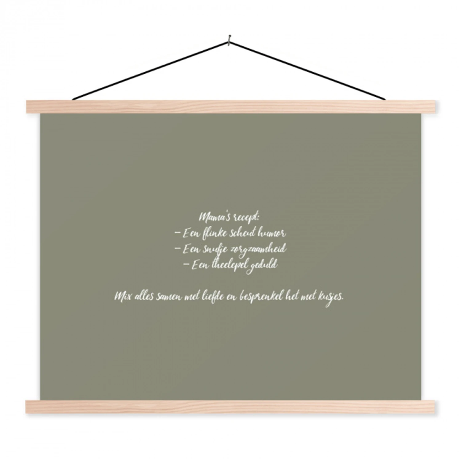 Quotes - Ma - Spreuken - Mama's recept - Koken textielposter latten blank klein -3d