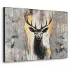 Abstract - Hert - Gewei - Goud Textielframe - compleet frame klein -3d