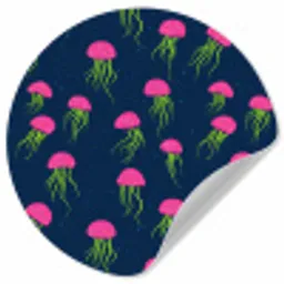 Kwallen - Diepzee - Neon Wandcirkel behangsticker klein 186 -3d