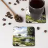 Zandpad - Groen landschap - Water onderzetter kurk middel -sfeer2