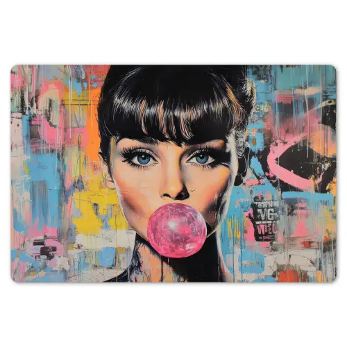 Kauwgom - Vrouw - Penseelstreken - Modern Placemat vinyl groot -zzsfeer1_Kitchenyeah-website