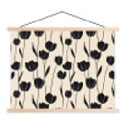 Tulpen - Patroon - Zwart textielposter latten blank klein 122 -3d