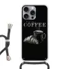 Koffie - Croissant - Tekst Hoesje iPhone 16 Pro Max met koord klein -3d