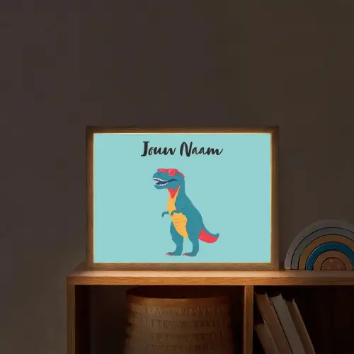 T-Rex - Zonnebril - Blauw - Glimlach Light Box met batterij (Wandlamp kind) middel -sfeer1_kind