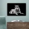 Wilde dieren - Wolf - Zwart - Wit canvas 2cm klein -sfeer4