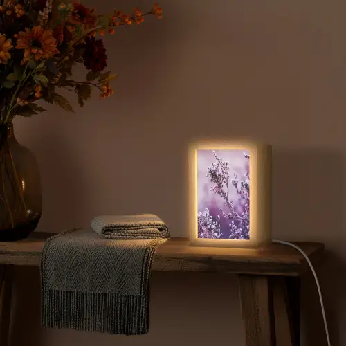 Lavendel - Winter - Bloemen - Paars Light Box met kabel (Tafellamp) klein -sfeer4
